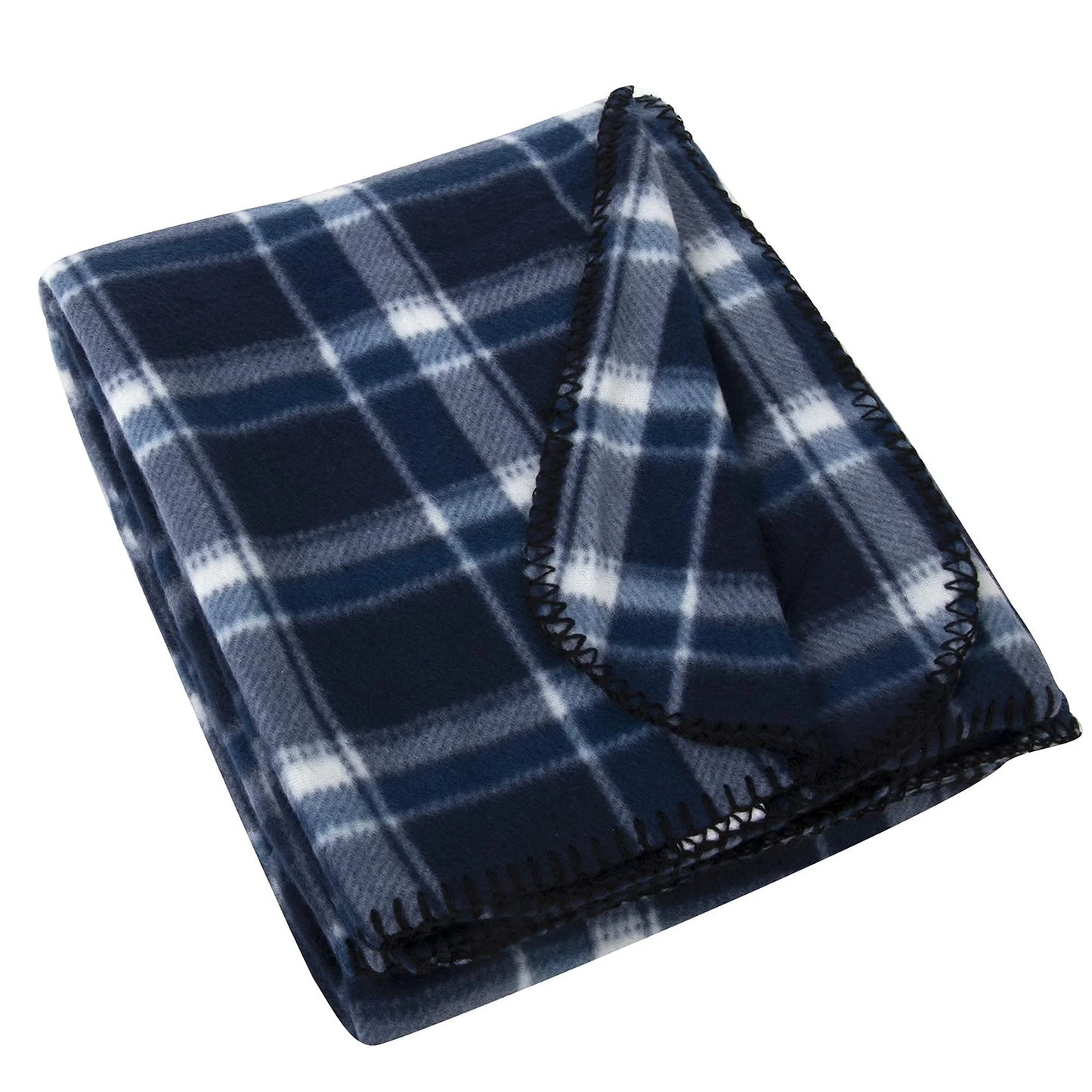 Single Plaid Color 60”L X 50”W Fleece Throw Blanket for Fall, Winter, Spring, Summer, Men, Women, Children & Pets in Blue Plaid