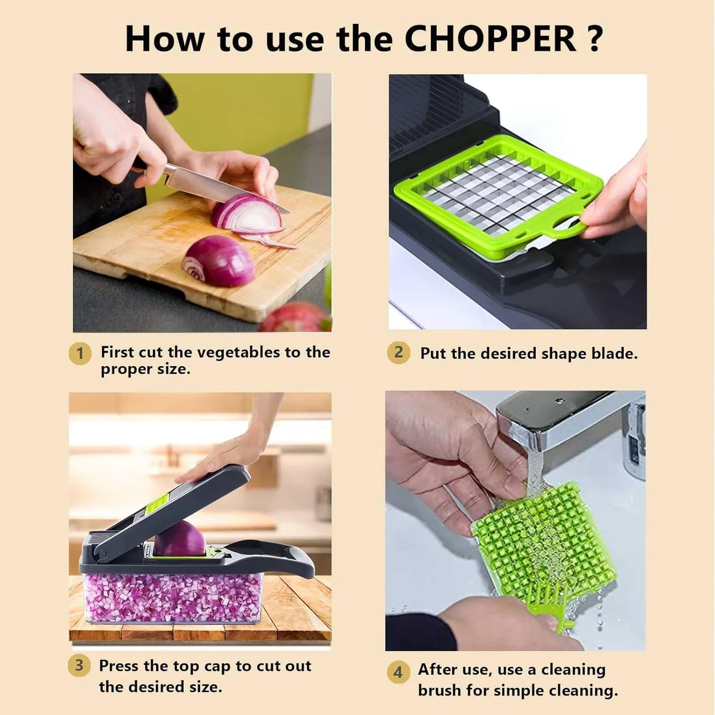 Vegetable Chopper,  Veggie Chopper, Multifunctional 12 in 1 Food Chopper, Vegetable Slicer Dicer with 8 Blades, Onion Chopper Vegetable Cutter with Salad Garlic Carrot