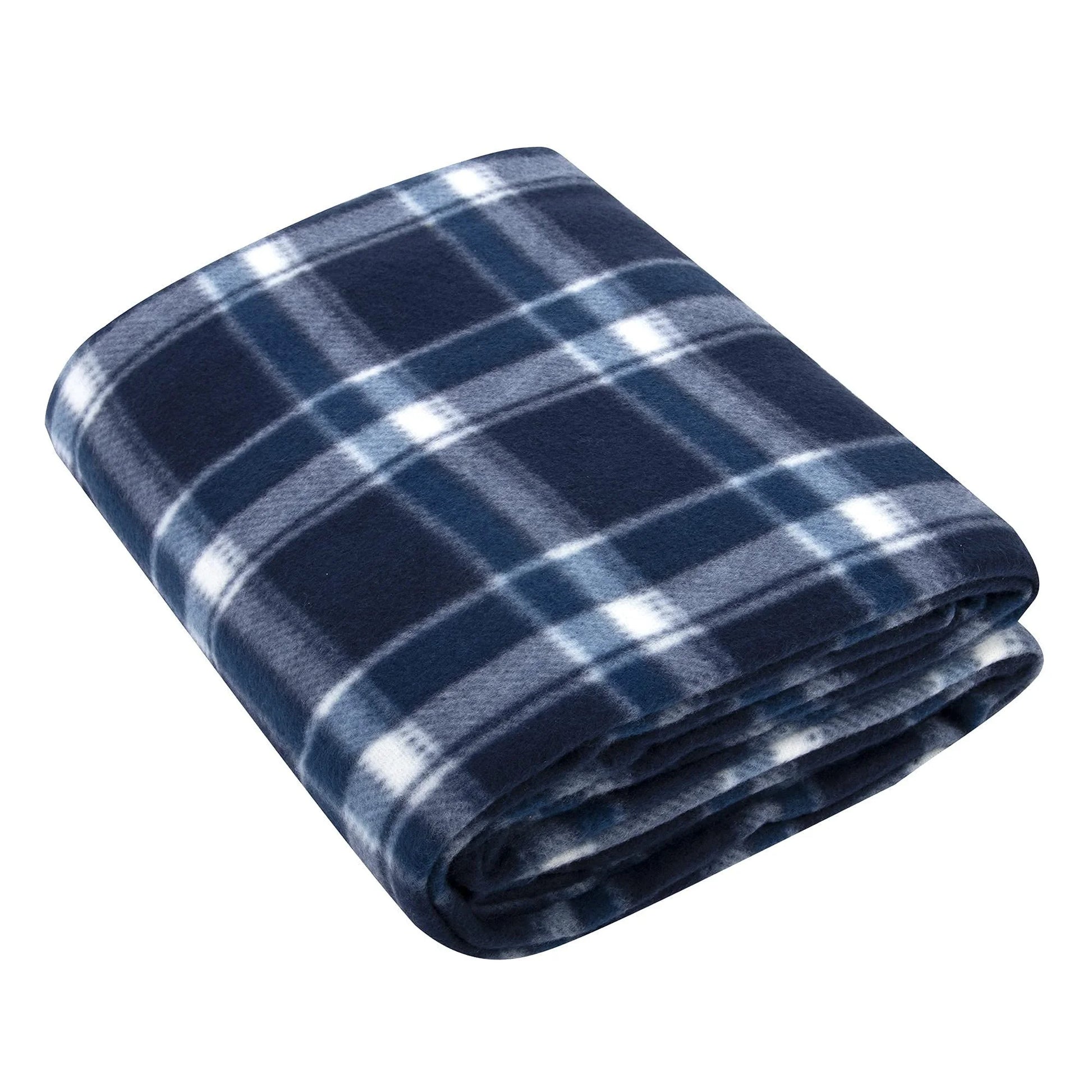 Single Plaid Color 60”L X 50”W Fleece Throw Blanket for Fall, Winter, Spring, Summer, Men, Women, Children & Pets in Blue Plaid
