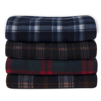 Single Plaid Color 60”L X 50”W Fleece Throw Blanket for Fall, Winter, Spring, Summer, Men, Women, Children & Pets in Blue Plaid