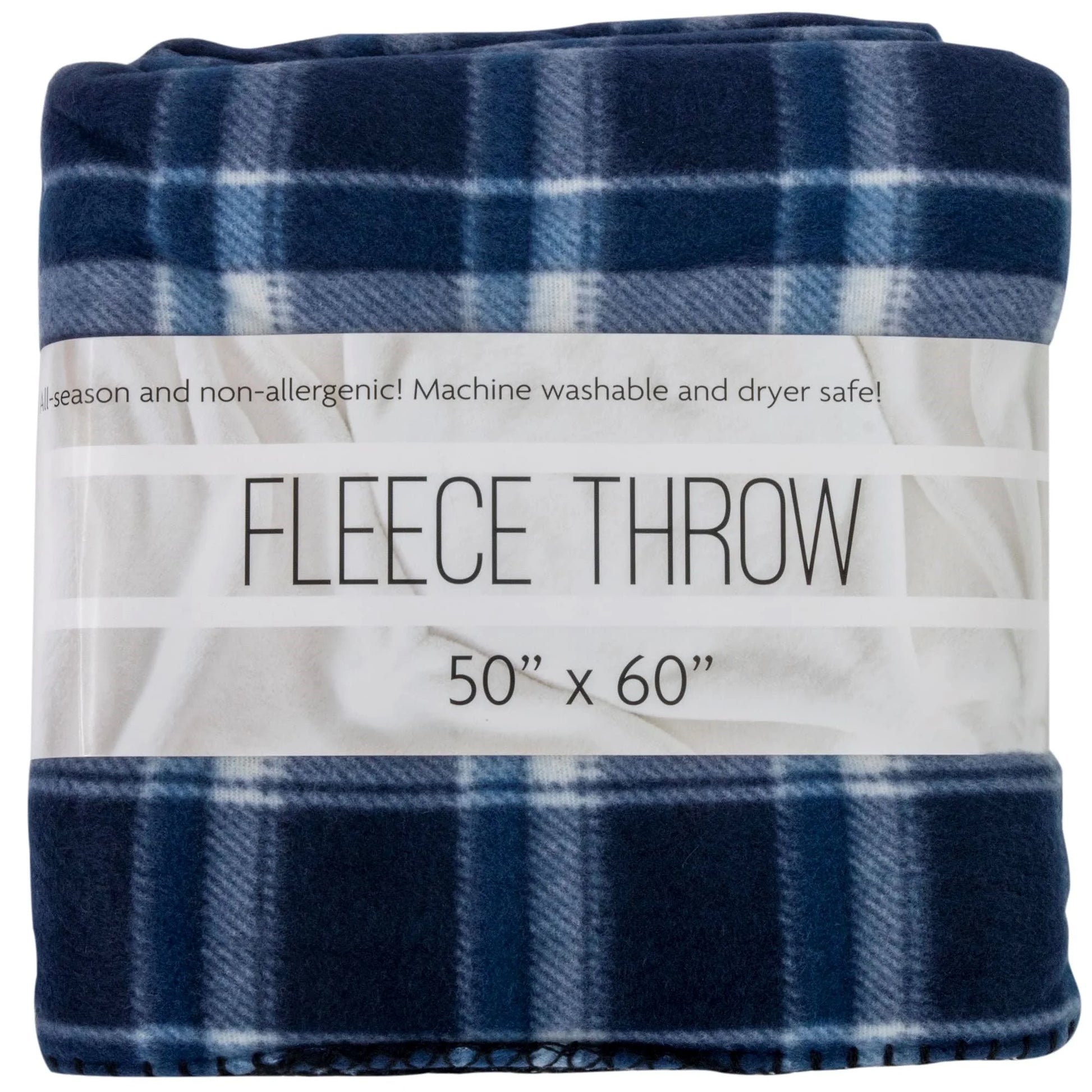 Single Plaid Color 60”L X 50”W Fleece Throw Blanket for Fall, Winter, Spring, Summer, Men, Women, Children & Pets in Blue Plaid