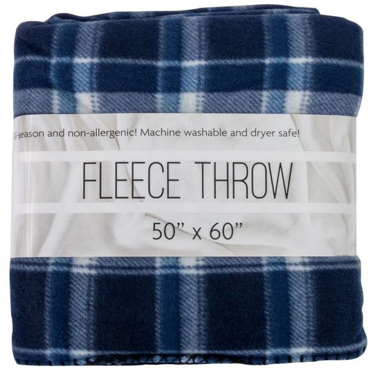 Single Plaid Color 60”L X 50”W Fleece Throw Blanket for Fall, Winter, Spring, Summer, Men, Women, Children & Pets in Blue Plaid