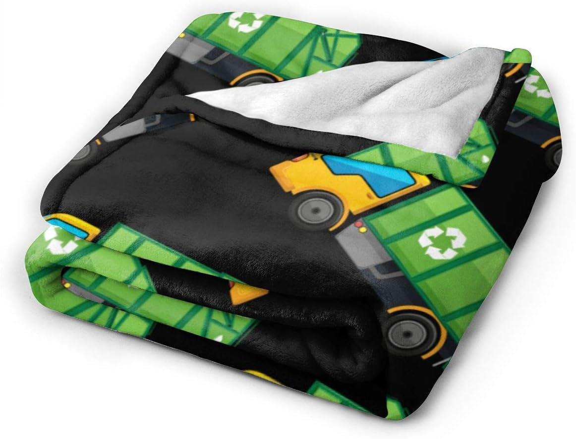 Cartoon Garbage Truck Ultra Soft Flannel Fleece All Season Light Weight Living Room/Bedroom Warm Blanket