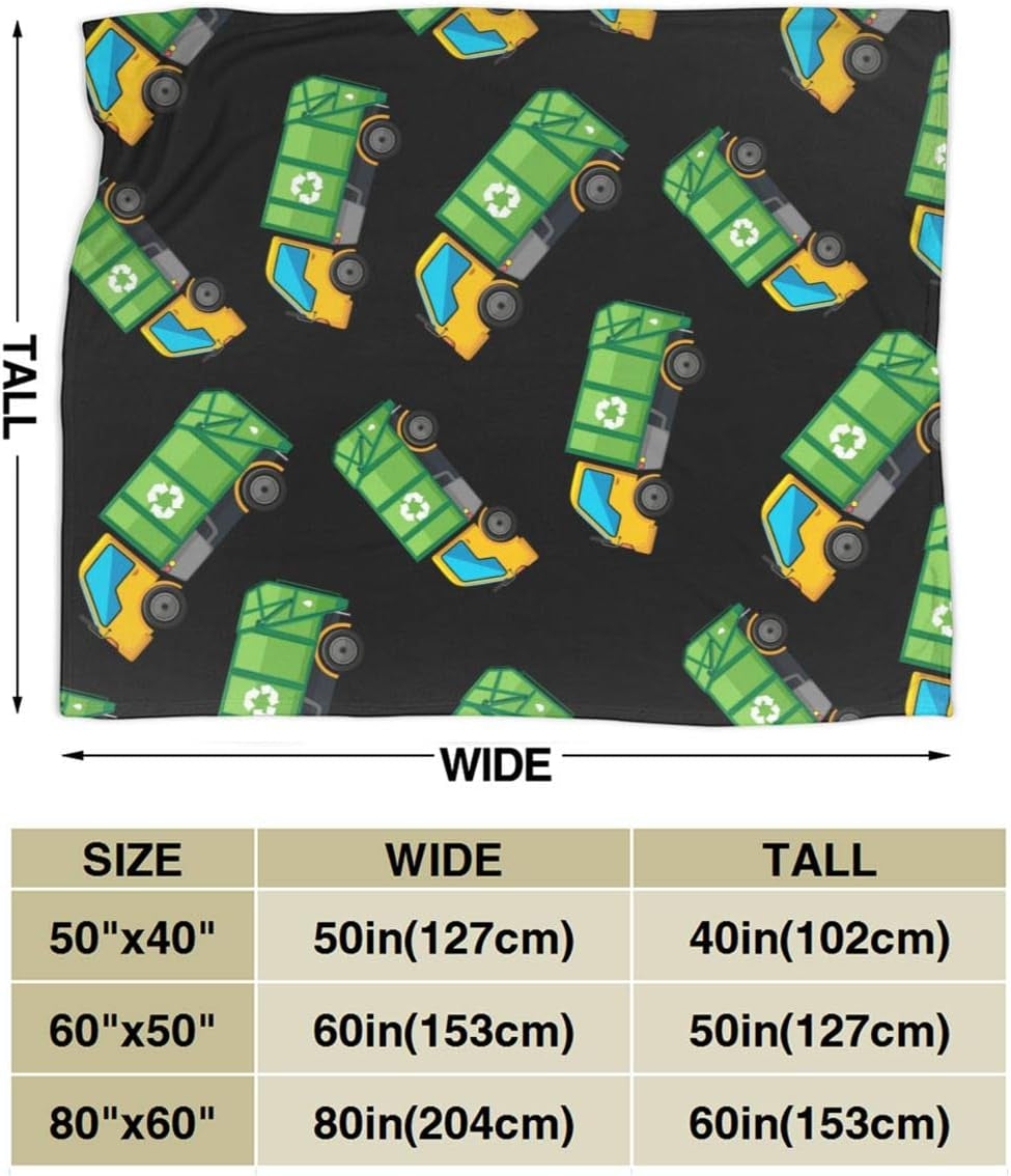 Cartoon Garbage Truck Ultra Soft Flannel Fleece All Season Light Weight Living Room/Bedroom Warm Blanket