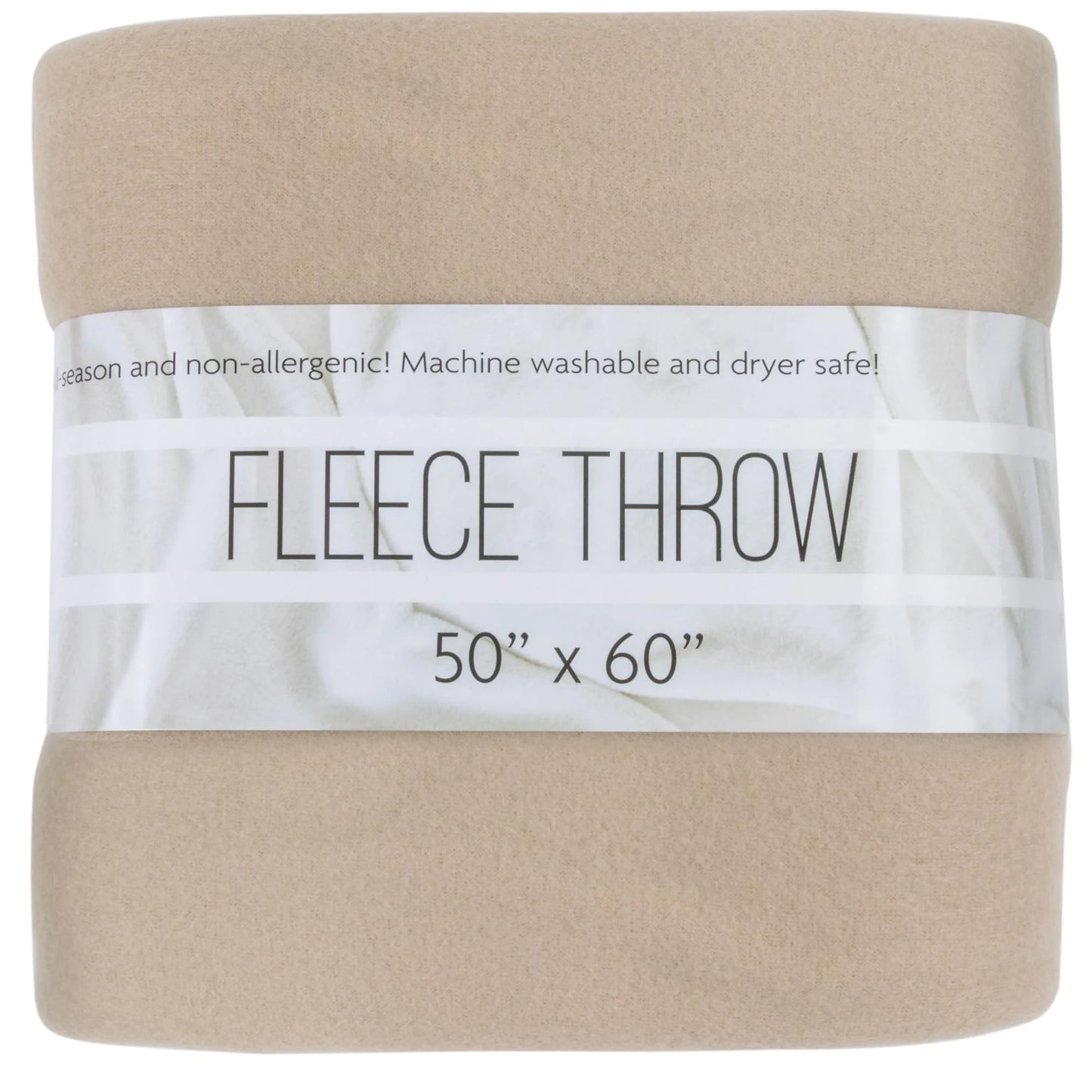 Single Solid Color Hypoallergenic 60”L X 50”W Fleece Throw Blanket for Fall, Winter, Spring, Summer, Men, Women, Children & Pets in Khaki