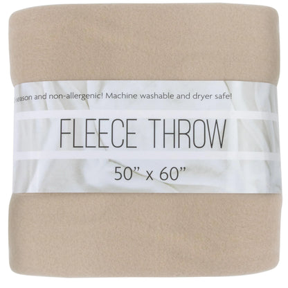 Single Solid Color Hypoallergenic 60”L X 50”W Fleece Throw Blanket for Fall, Winter, Spring, Summer, Men, Women, Children & Pets in Khaki