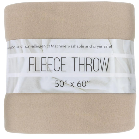 Single Solid Color Hypoallergenic 60”L X 50”W Fleece Throw Blanket for Fall, Winter, Spring, Summer, Men, Women, Children & Pets in Khaki