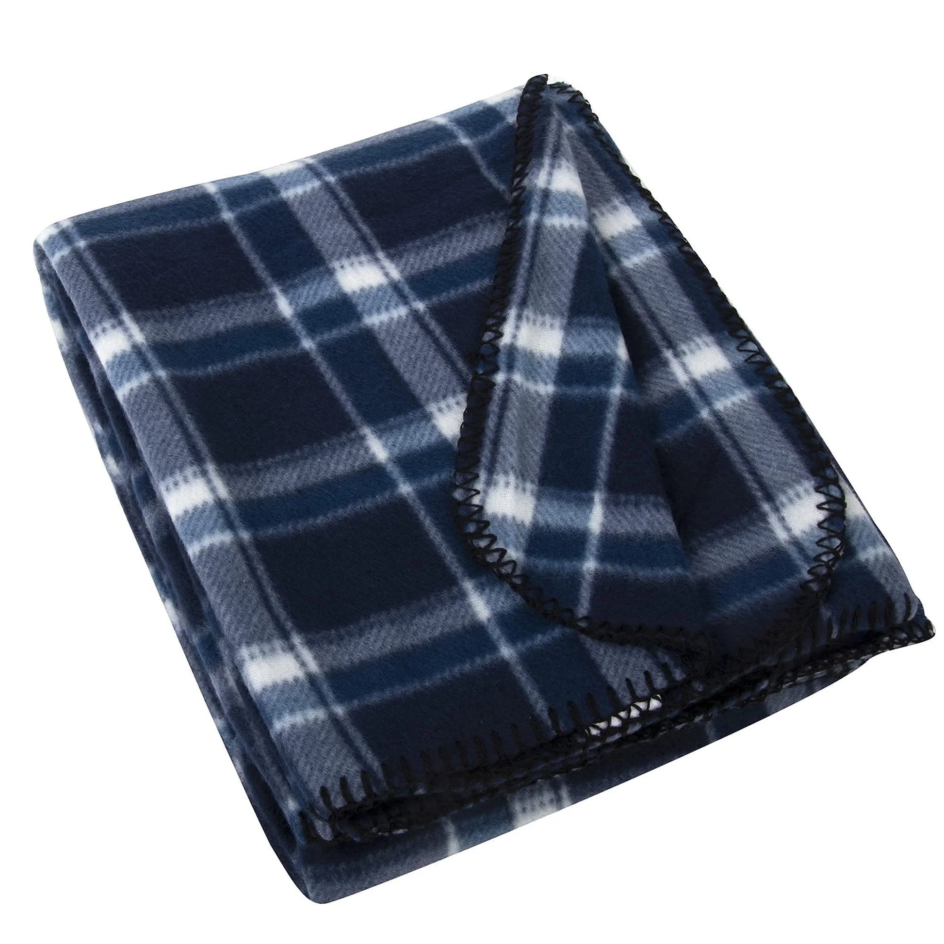 Single Plaid Color 60”L X 50”W Fleece Throw Blanket for Fall, Winter, Spring, Summer, Men, Women, Children & Pets in Blue Plaid